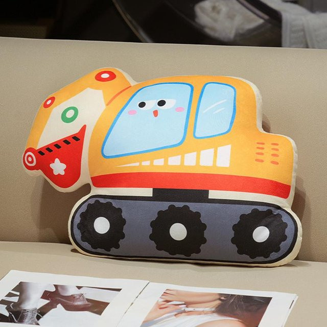 Kuscheltier Transportfahrzeuge als Plüschkissen für Kinder in verschiedenen Motiven wie Krankenwagen, Polizeiauto, Schiff, Flugzeug oder Zug, Mehrfarbig, Breite: 55 cm - Bild 1