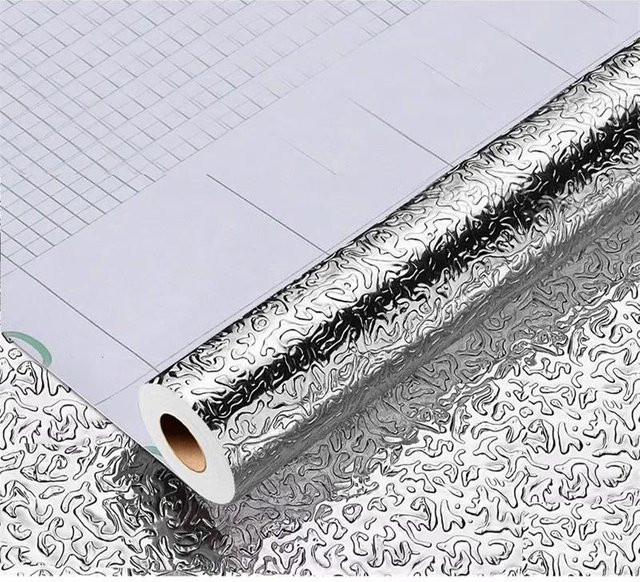 Selbstklebende Alufolie Tapete von AprSi, Öl- und feuerbeständig, wasserdicht und feuchtigkeitsbeständig, Farbe: Metallic Silber, Breite: 80 cm, Länge: 200 cm - Bild 1