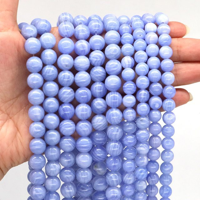 Perlen Blue Lace Achat, Natursteine, Lose Spacer - Bild 1