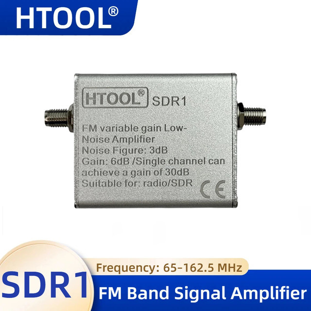 HTOOL Rauscharmer Verstärker SDR1 mit AGC und 30 dB Verstärkung, RF LNA 65-162,5 MHz für RTL-SDR, Airspy und HackRF, Farbe: Silber, Anschluss: USB Typ-C - Bild 1