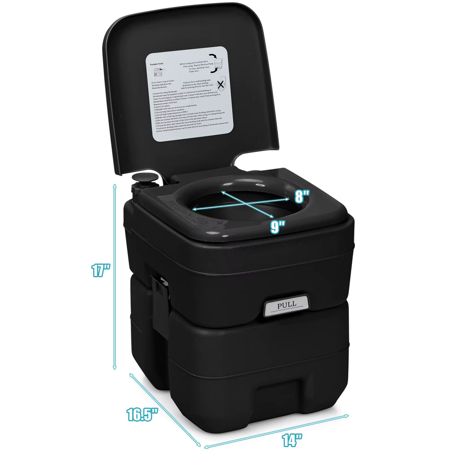 GOFLAME Campingtoilette mit abnehmbarem Abwassertank in Schwarz, 20L + 12L - Bild 5