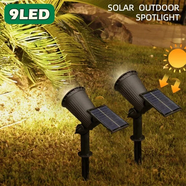 XIWANGFIRE 9-LED-Solar-Rasenlicht in Schwarz mit einstellbarer Helligkeit und IP65 wasserdichtem Schutz für Garten und Landschaftsbau - Bild 1