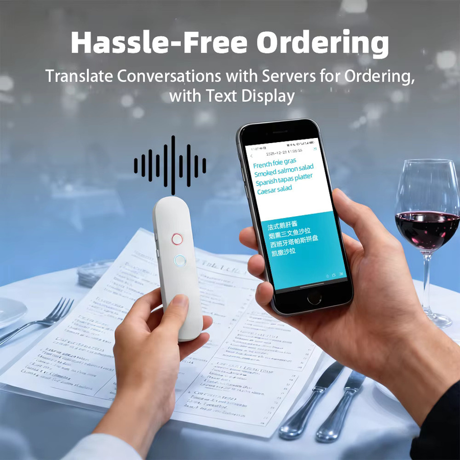 MSAI T4 Bluetooth Übersetzer in Weiß mit Echtzeit-Sprachübersetzung für 131 Sprachen und Zwei-Wege-Audio-Transkription für deine Reisen - Bild 2