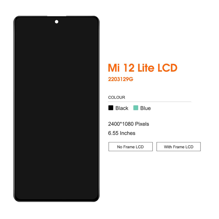 Xiaomi Mi 12 Lite LCD-Display mit Touchscreen-Digitizer-Baugruppe in Schwarz, 6,55 Zoll - Bild 2