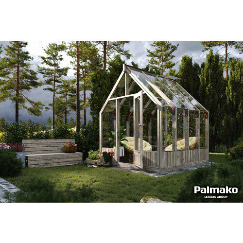 Palmako Gewächshaus Emilia Grau aus Holz und Sicherheitsglas mit 5,4 m² und Satteldach, B: 283,0 cm, T: 244,0 cm, H: 240,0 cm - Bild 3