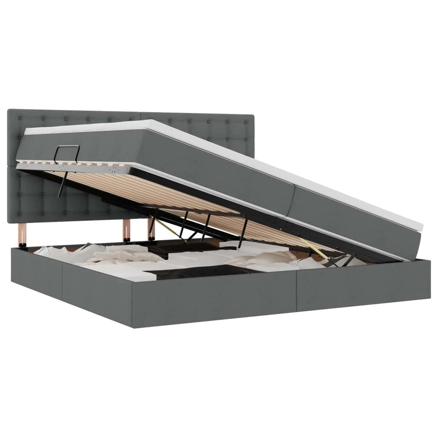vidaXL Aufbewahrungsbett mit Matratze und Lift-up-Funktion in Dunkelgrau, B/T/H: 200 x 200 x 204 cm - Bild 2
