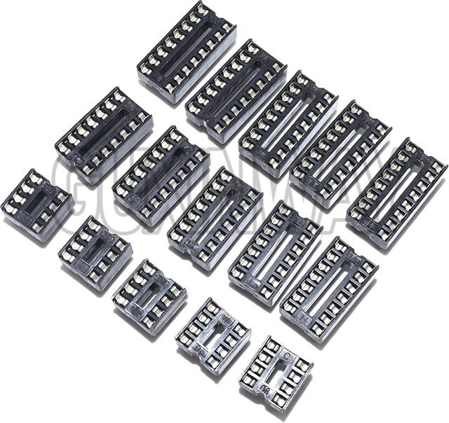GUXINWAY IC Sockel Set mit 10 Stück für DIP8, DIP14 und DIP16 mit Vierkantloch - Bild 1