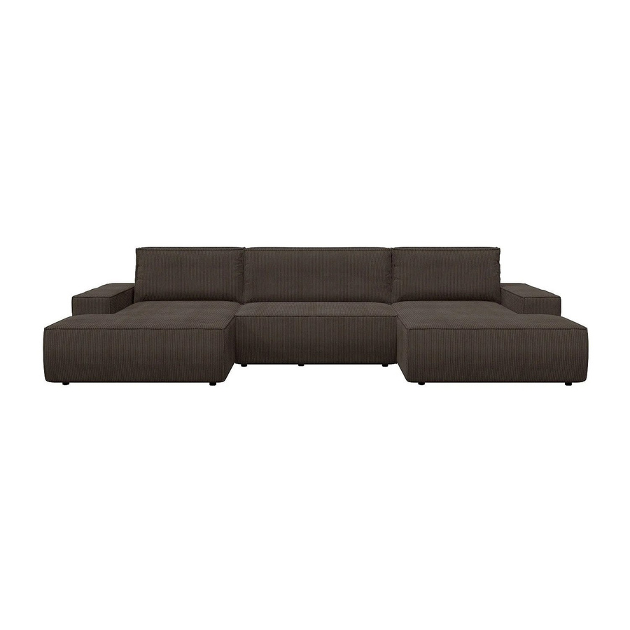 Vente-unique Schlafsofa Amelia in Braun mit Cord-Bezug und Schlaffunktion - Bild 2
