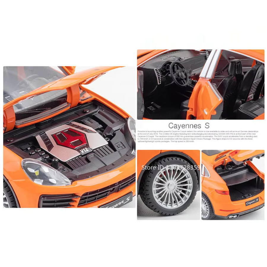 RMZ city Cayenne 911 TurboS Modellauto, 1:24, Metalldruckguss, mit Licht und Sound - Bild 3