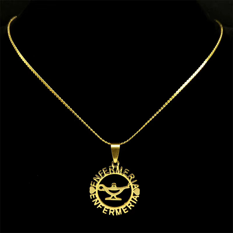 AFAWA Halskette Edelstahl, Gold, Herz Brief Anhänger, Unisex - Bild 3