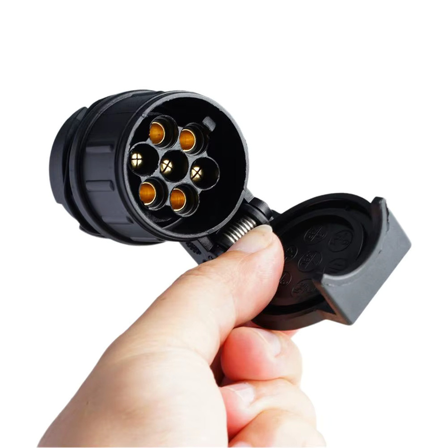 Europäischer Anhänger Adapter von 13 auf 7 Pin Stecker für Lkw und Wohnmobile in Schwarz - Bild 2