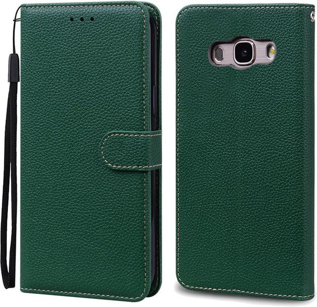 Leder-Flip-Case für Samsung Galaxy J7 2016 (J710, J710F) in Dunkelgrün - Bild 1