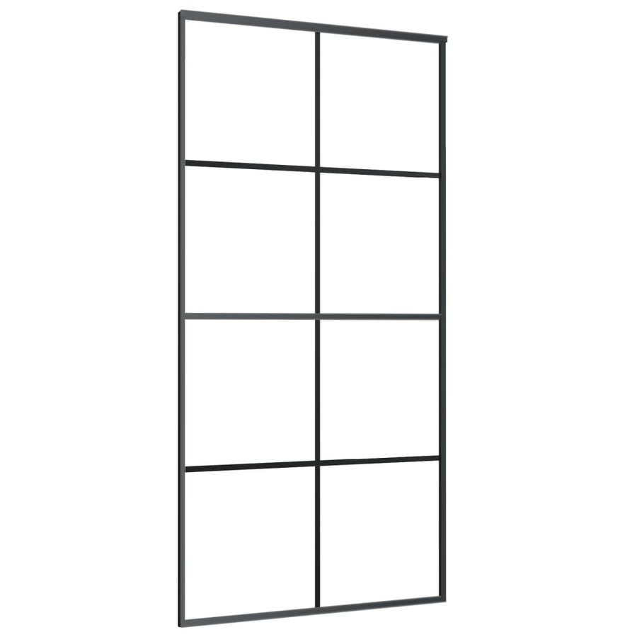 Vidaxl Schiebetür aus Aluminium und ESG-Glas in Schwarz Matt mit Zubehör, B: 102,5 cm, H: 205 cm - Bild 2