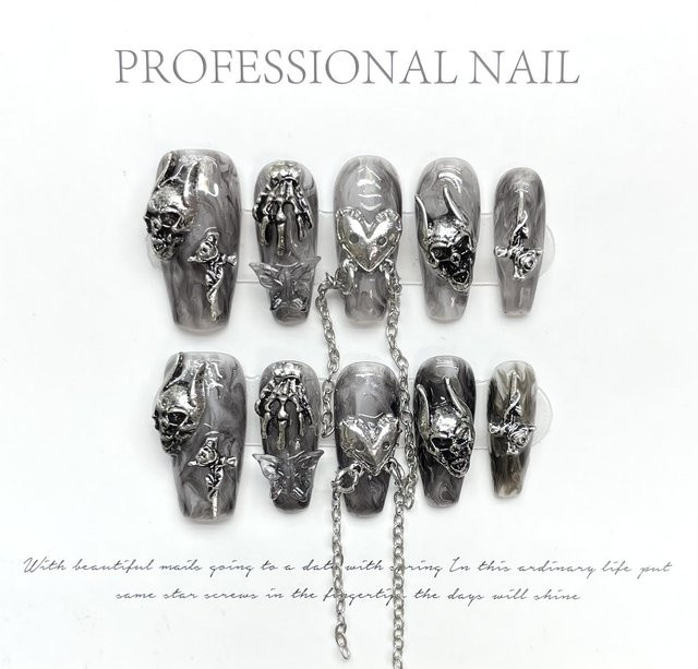 YADORNOS Press on Nails, Schwarz, Glänzend, Damen - Bild 1