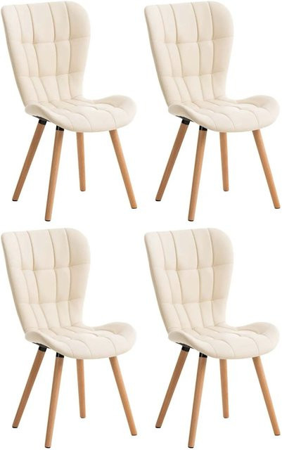 4er Set Esszimmerstühle DELUKE CUVER in Creme, gestepptes Kunstleder, B/T/H: 50 x 63 x 88 cm - Bild 1