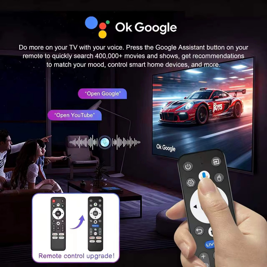 LVMAO T1 Smart TV Box Android 14.0 mit RK3518 Quad Core, 4K UHD Streaming Media Player mit Wi-Fi 6 und Google Sprachfernbedienung, Schwarz - Bild 3