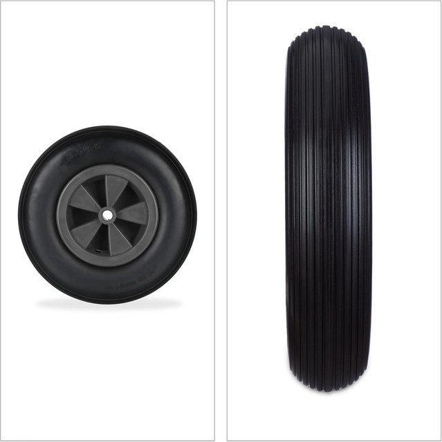 Relaxdays Pannensicheres Schubkarrenrad aus Vollgummi in Schwarz, Durchmesser: 33 cm, Breite: 8 cm - Bild 1
