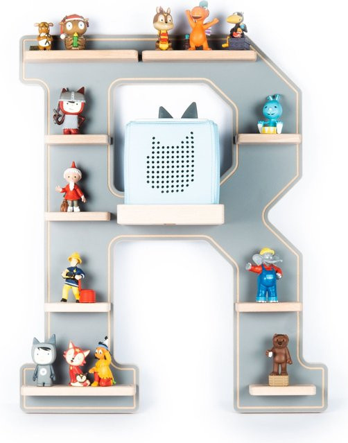 BOARTI Kinderregal Buchstabe R aus Holz als Wandregal für Toniebox und Figuren mit Magneteinsätzen, H x B x T: 54 x 44 x 19 cm - Bild 1