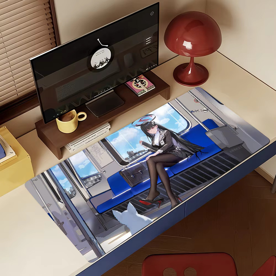Blue Archive Tsukatsuki Rio XXL Gaming Mauspad in Multicolour, rutschfeste Schreibtischunterlage aus Gummi für PC und Laptop - Bild 4
