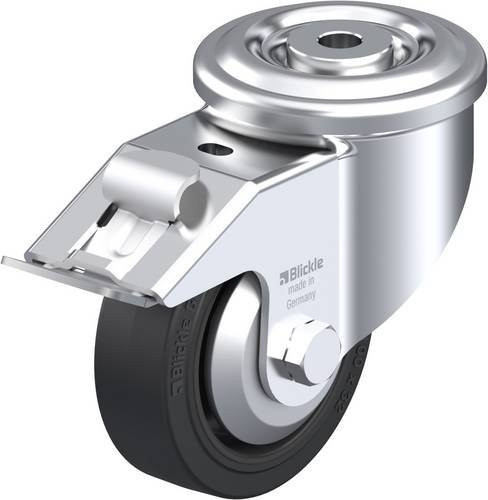 Blickle Lenkrolle LKR-POEV 100XR-FI-FA mit Feststeller in Schwarz und Silber, Rad-Durchmesser: 100 mm, Tragfähigkeit: 200 kg - Bild 1