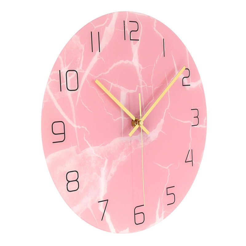 CosyHome Wanduhr Rosa Quadratisch mit UV-Print, Analoge Geräuschlose Wanduhr aus Kunststoff für Wohnzimmer und Schlafzimmer, Durchmesser: 30 cm - Bild 2
