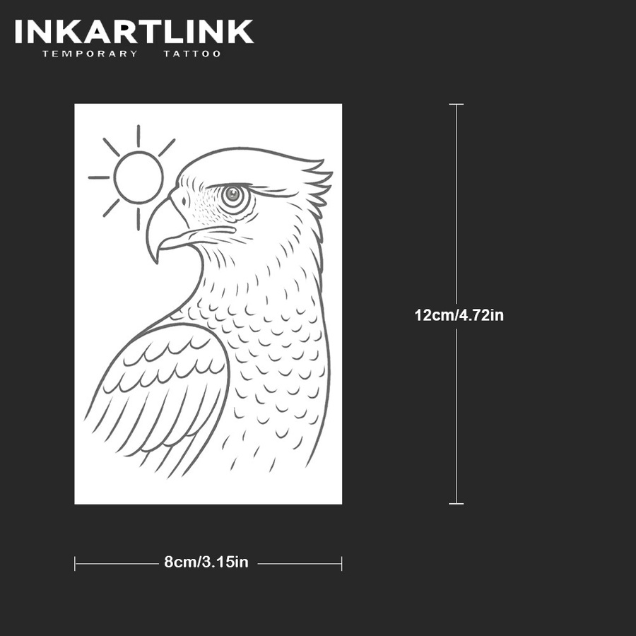 INKARTLINK Simple Lines Eagle Sun Tattoo-Aufkleber, wasserfest - Bild 4