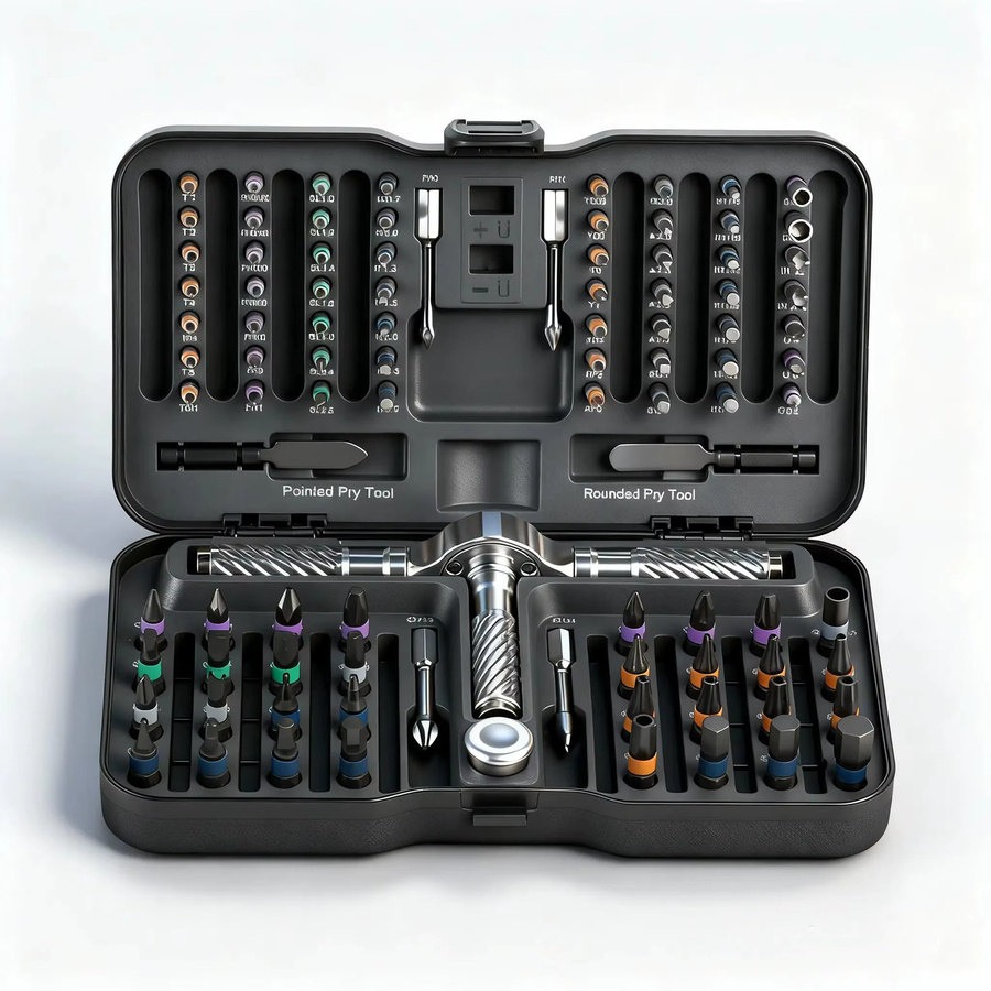VMAN 66-in-1 Präzisions-Magnet-Ratschenschraubendreher-Set mit T-Griff in Schwarz - Bild 6