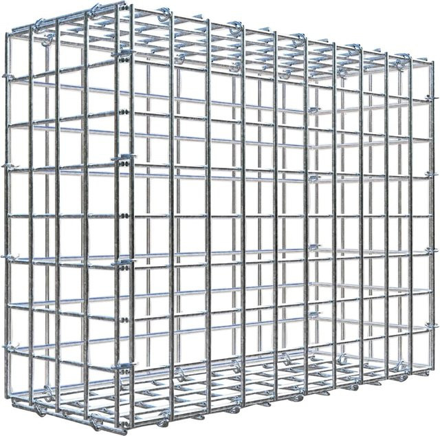 Gabiona C-Ring Drahtkorb aus Stahl in Silbergrau, B/T/H: 40 x 50 x 20 cm, Maschenweite 5 x 5 cm - Bild 1