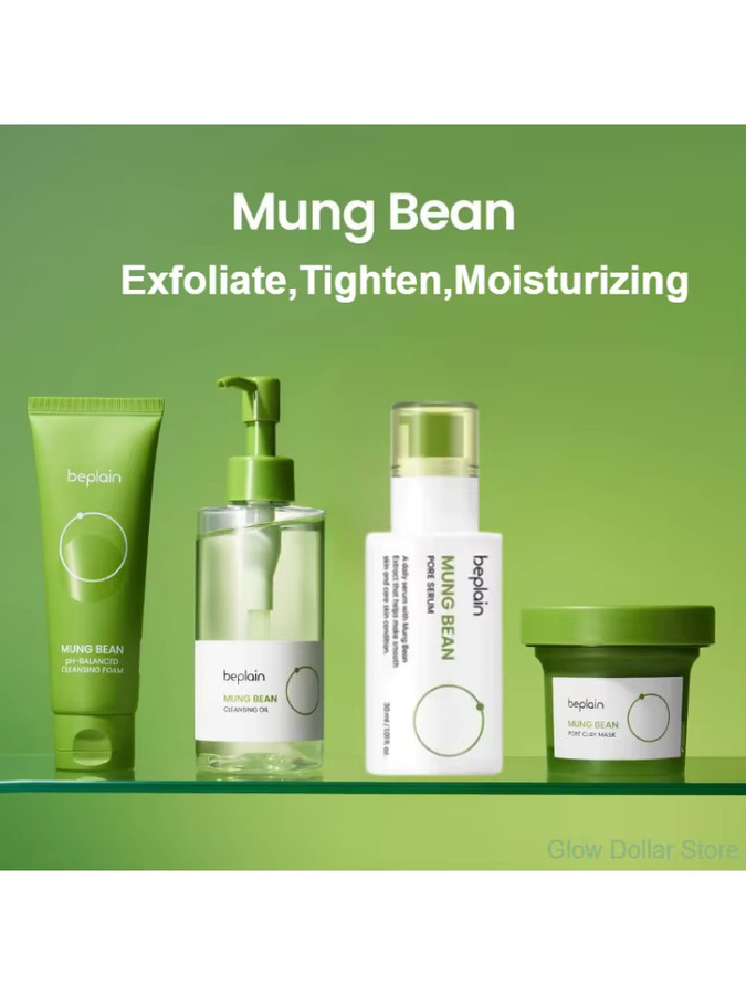 BEPLAIN Mungbohnen Porenserum, Reinigungsschaum, Tonmaske und Make-up-Entferner-Öl, Unisex - Bild 5