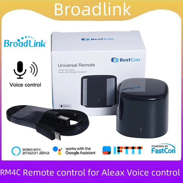 Broadlink RM4C Mini Smart Home Universalfernbedienung Schwarz mit WIFI und IR Steuerung für Klimaanlage und TV sowie Sprachsteuerung durch Alexa und Google Home - Bild 1