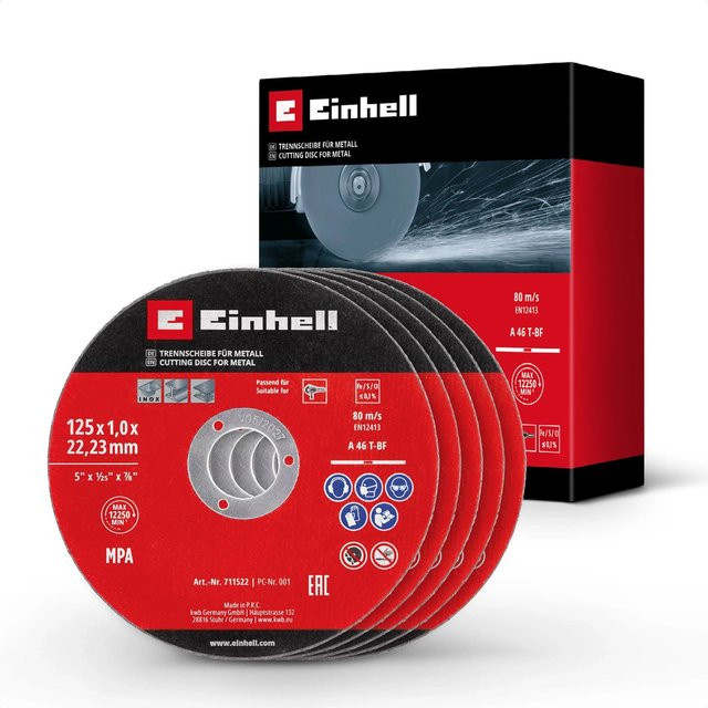 Einhell Dünntrennscheiben Set für Metall, 5-teilig, Durchmesser: 125 mm, Rot - Bild 1