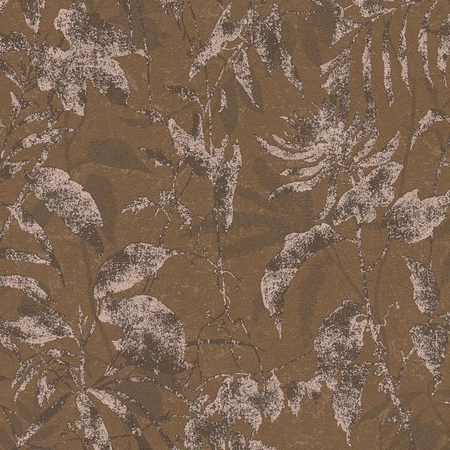 PROFHOME Florale Tapete mit metallischen Akzenten in Braun und Gold, Non-Woven, Breite: 0,53 m, Länge: 10,05 m - Bild 1