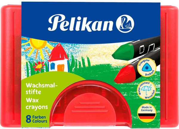 Pelikan Wachsmalstifte in Dreiecksform, bunt, im roten Etui