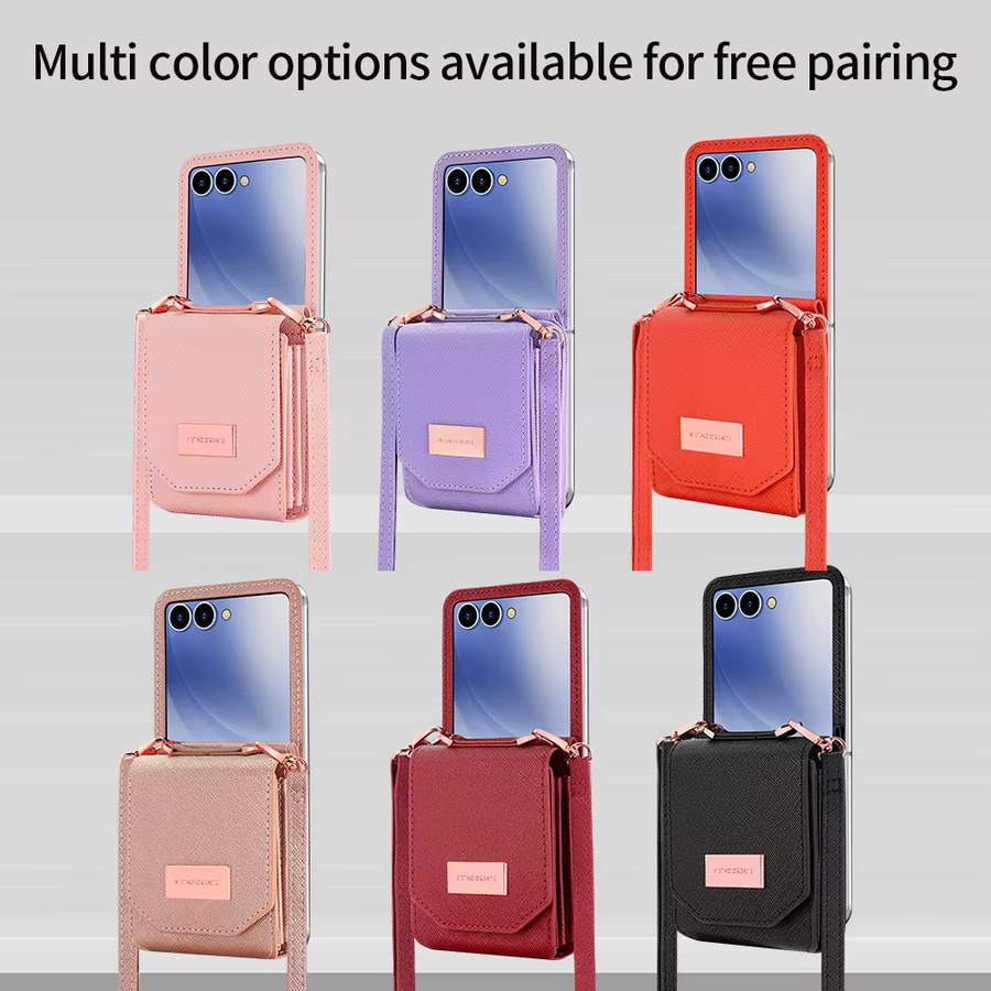 VIETAO Mädchen Handyhülle aus PU-Leder mit Kartenetui und Umhängeband für Samsung Galaxy Z Flip 7, Flip6, Flip5, Z4, Z3 in Rot - Bild 6