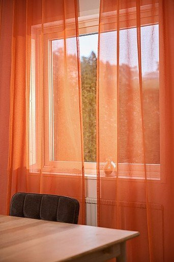 Jotex ALBA Voile-Gardine im 2er-Pack, Orange, Transparent, Polyester, Höhe: 135 cm - Bild 1