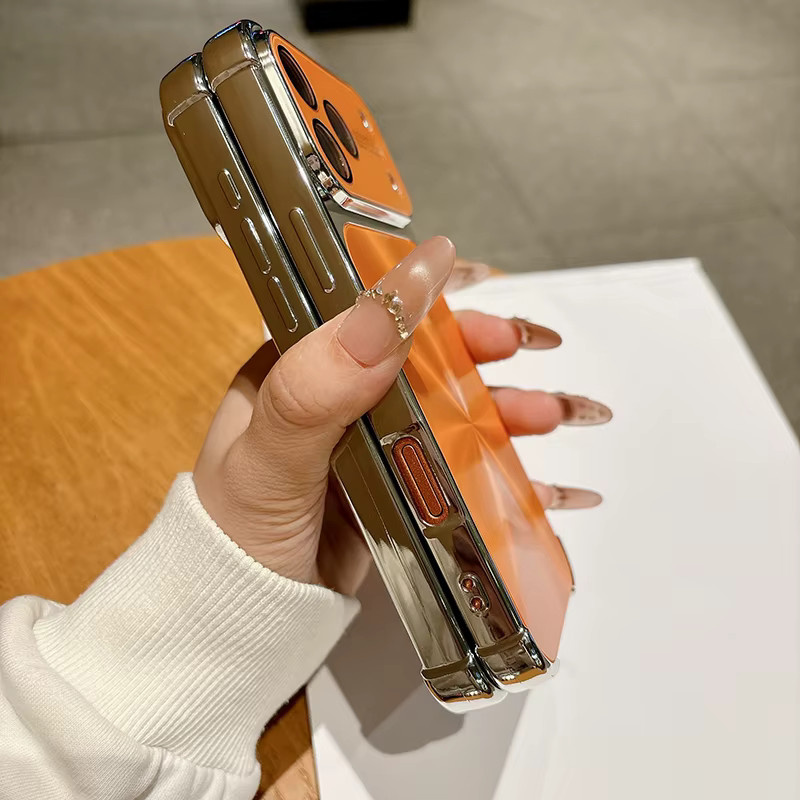 Glänzende iPhone Handyhülle mit CD-Muster und Linsenschutz in Blau für iPhone 11 bis iPhone 17 Pro Max - Bild 2