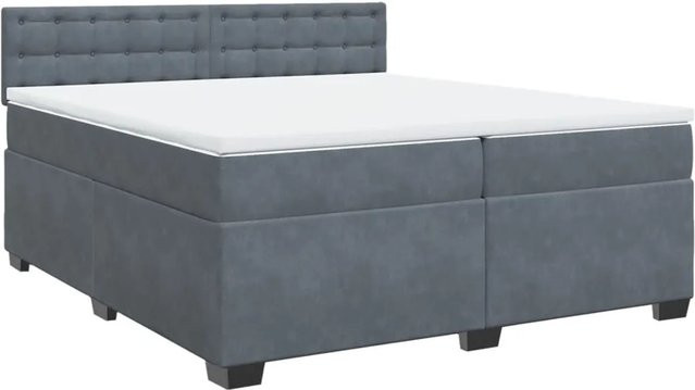 vidaXL Boxspringbett Hybrid mit Matratze und Taschenfederkern, Dunkelgrau, B/T/H: 200 x 200 cm - Bild 1