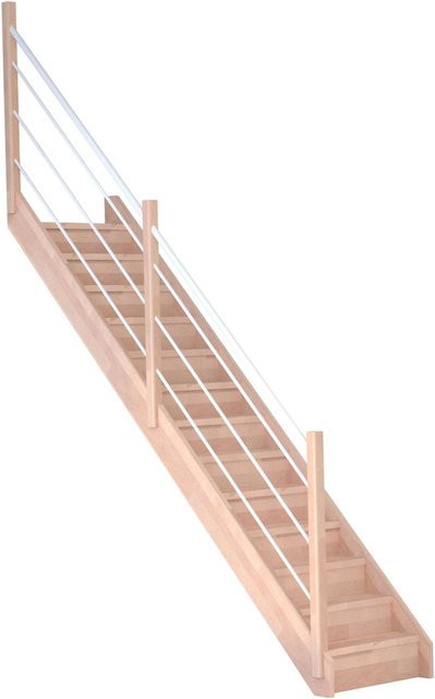 StarWood Treppe Mykonos Pro aus Buche mit Holz-Edelstahl-Geländer in Weiß und Mehrfarbig, Breite: 90 cm - Bild 1