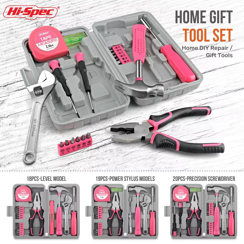 Hi-Spec 39-teiliges DIY Heimwerker-Werkzeugset in Pink mit Hammer, Schraubenschlüssel und Zange für Heimwerker und Autopflege - Bild 2
