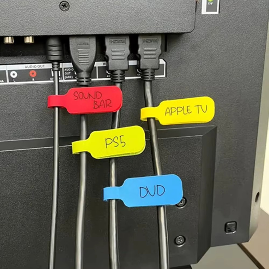 30er-Pack wiederverwendbare Kabeletiketten in Multicolor, beschreibbare Kunststoff-Streifen zur Organisation von Daten- und Ladekabeln - Bild 4