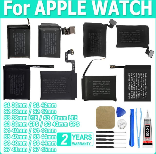 XDOU Ersatzakku für Apple Watch Serie 1 bis 7 sowie SE, Farbe: Schwarz - Bild 1