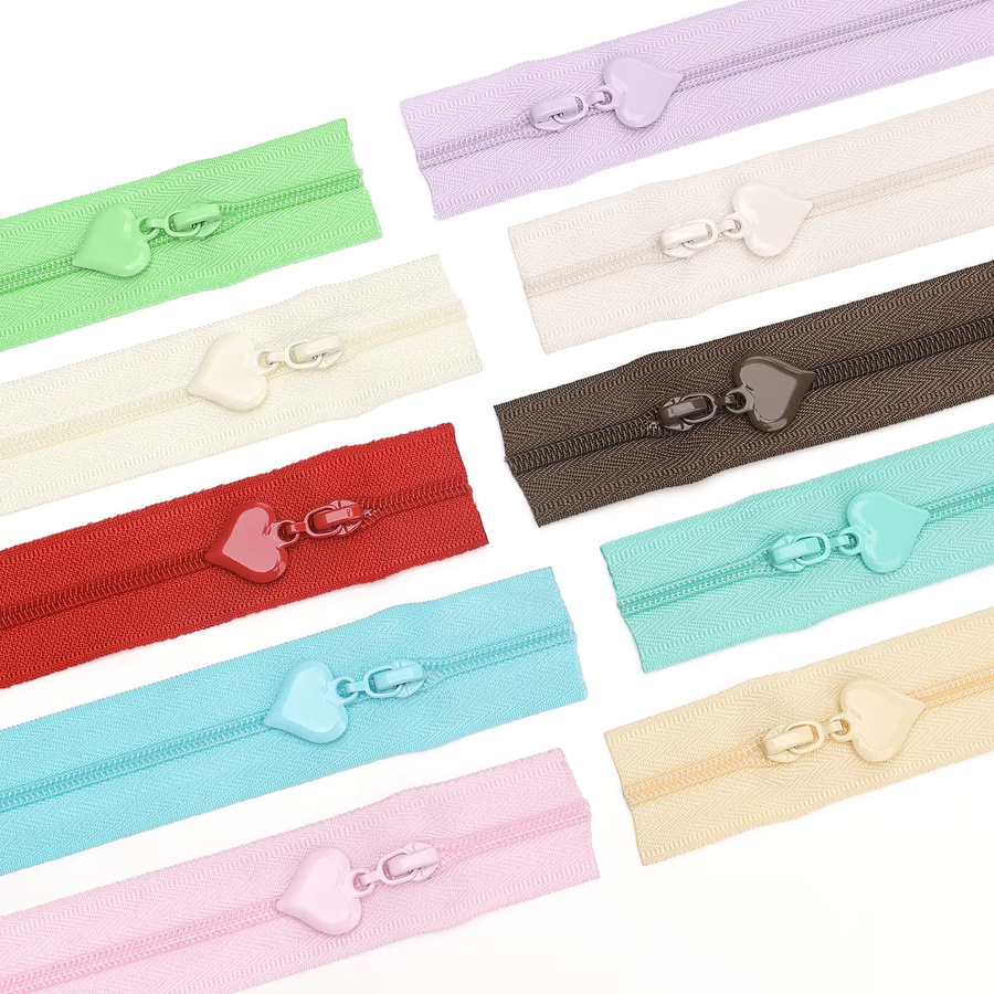 Changsons 3er-Set Nylon-Reißverschlüsse mit 10 Herz-Reißverschlussziehern, Länge: 4,57 m - Bild 2
