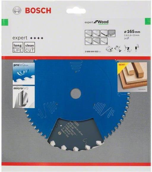 Bosch Expert for Wood Kreissägeblatt mit 24 Zähnen, Durchmesser: 165 mm, blau - Bild 2