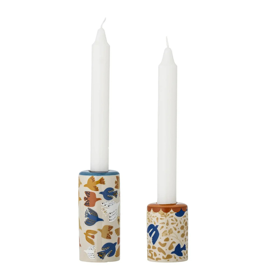 Bloomingville Kerzenhalter Anniversary aus Keramik in Braun mit grafischem Muster im skandinavischen Design - Bild 1