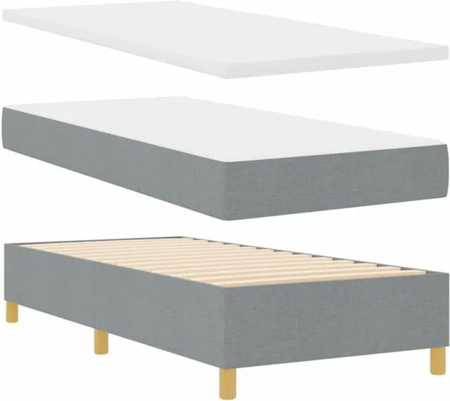 Modernes Boxspringbett mit Matratze von vidaXL in Grau aus Stoff, B/T: 90 x 190 cm - Bild 1