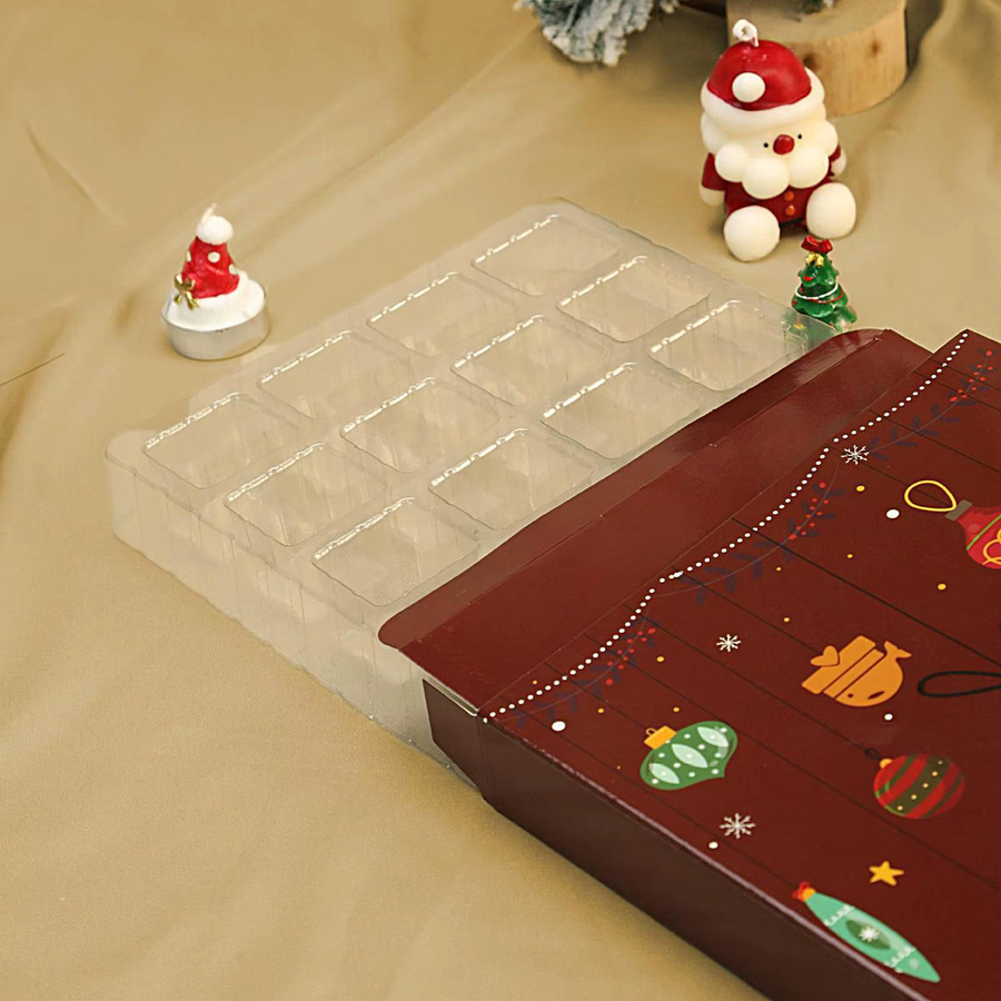 Weihnachts-Countdown Kalender mit 24 leeren Sammlerboxen aus Papier in Rot - Bild 5