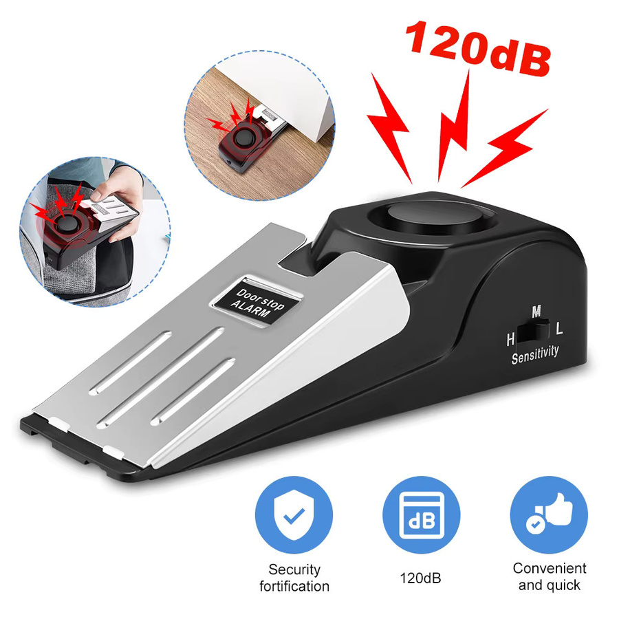 Awapow Türstopper-Sicherheitsalarm mit 120 dB für Reisen und Zuhause, Schwarz - Bild 2
