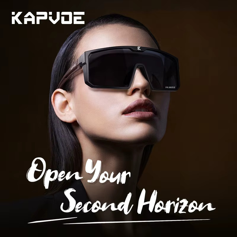 Kapvoe Sonnenbrille, Sportsonnenbrille, Vollrand, Schwarz, Damen, Kunststoff - Bild 3