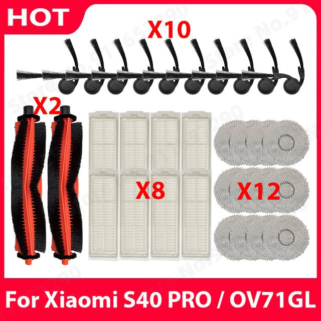 Roborock Ersatzteil-Set für Xiaomi S40 PRO / OV71GL mit Hauptbürste, Seitenbürste, Wischtuch, Filter und Staubbeutel - Bild 1