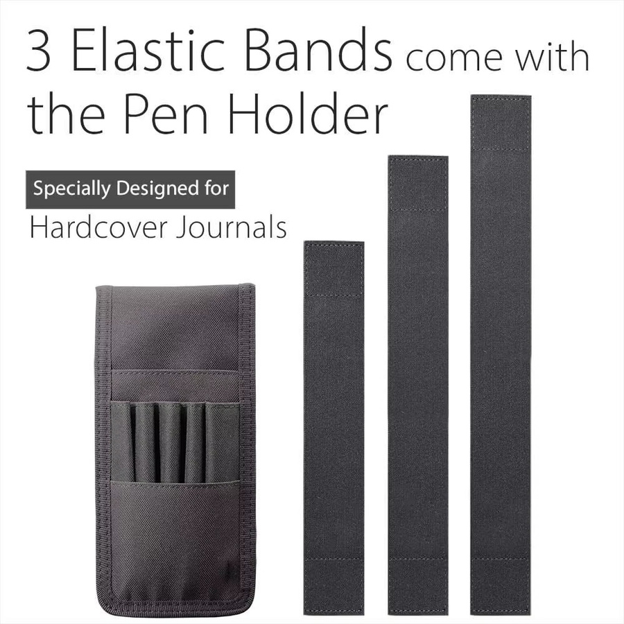 Universelle Notebooktasche aus Textil mit verstellbarem Stifthalter und elastischem Band in Schwarz - Bild 5